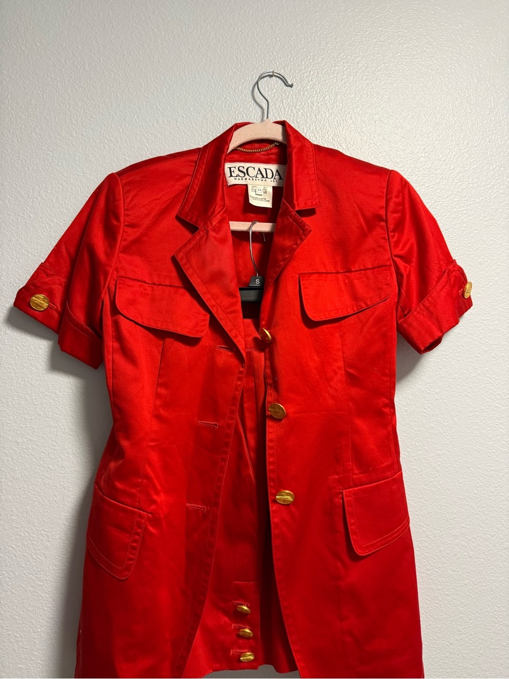 Vintage Escada by Margaretha Ley Red 2 Piece Suit Set-Blazer&High Waisted Shorts